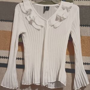 New Directions White Bow Blouse